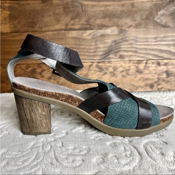 Dansko Dominique Block Heel Comfort Sandals Size 39 US 8.5-9 Boho Teal Gray EUC - Picture 13 of 15
